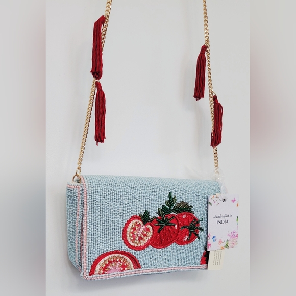 Viral TikTok Beaded Tomato Slice Shoulder Bag Purse Handcrafted in India NWT - Picture 5 of 15